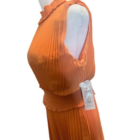 Nanette Nanette Lapore Pleated Midi Dress with Smocked Neck & Waist, Size 10 NWT - Picture 3 of 6